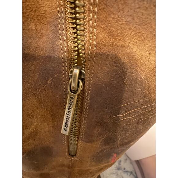 Donald Pliner Distressed Brown Leather Mid-Calf Boots Side Zip Women’s 10M - Picture 10 of 12